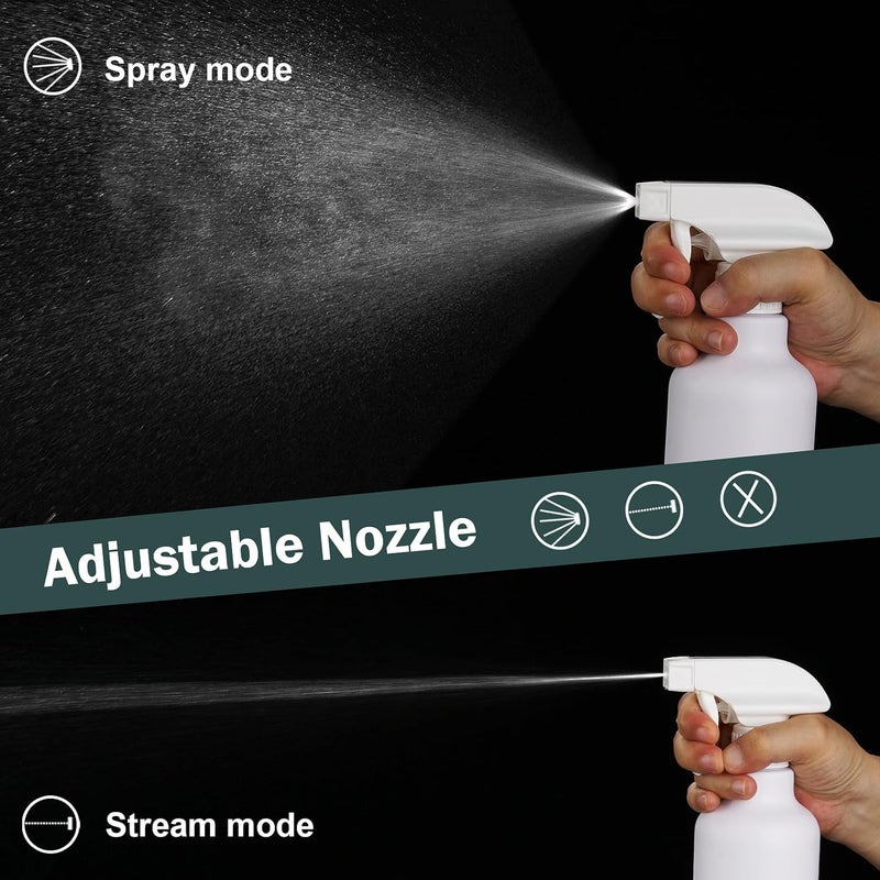 Hethyo Spray Bottles Plastic Spray Bottle for Hair Mist/Stream Heavy Duty Empty Spray Bottles for Cleaning Solutions, Plants, Cooking (16.9oz-White) - Image 2